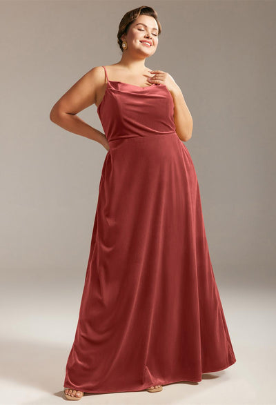 Mona - Velvet Bridesmaid Dress - Off the Rack by Bergamot Bridal available at a bridal shop in London.