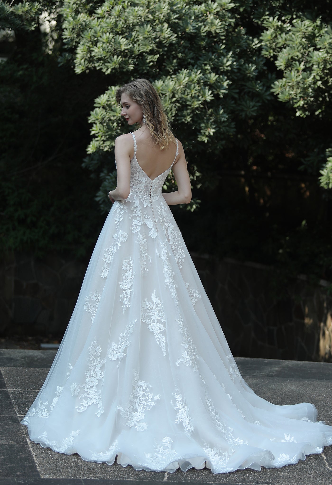 Ethereal A-Line Wedding Dress With Frosted Flower Lace and Detachable Bergamot Bridal Ethereal A-Line Wedding Dress With Frosted Flower Lace and Detachable Bergamot Bridal