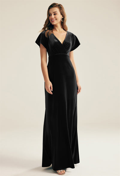 A Meara - Velvet Bridesmaid Dress - Off The Rack, available at Bergamot Bridal in London.