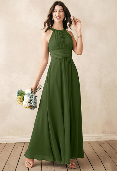 Dorian - Chiffon Bridesmaid Dress - Off the Rack by Bergamot Bridal is available at a bridal shop in London with ruffles.