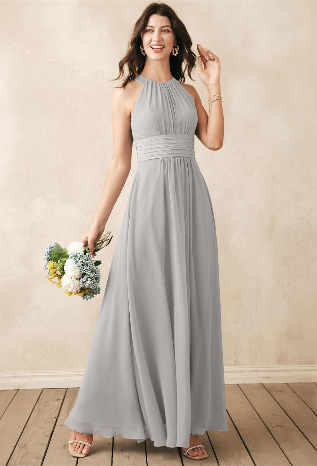 Floor-length Dorian - Chiffon Bridesmaid Dress - Off the Rack can be found at Bergamot Bridal shops in London.