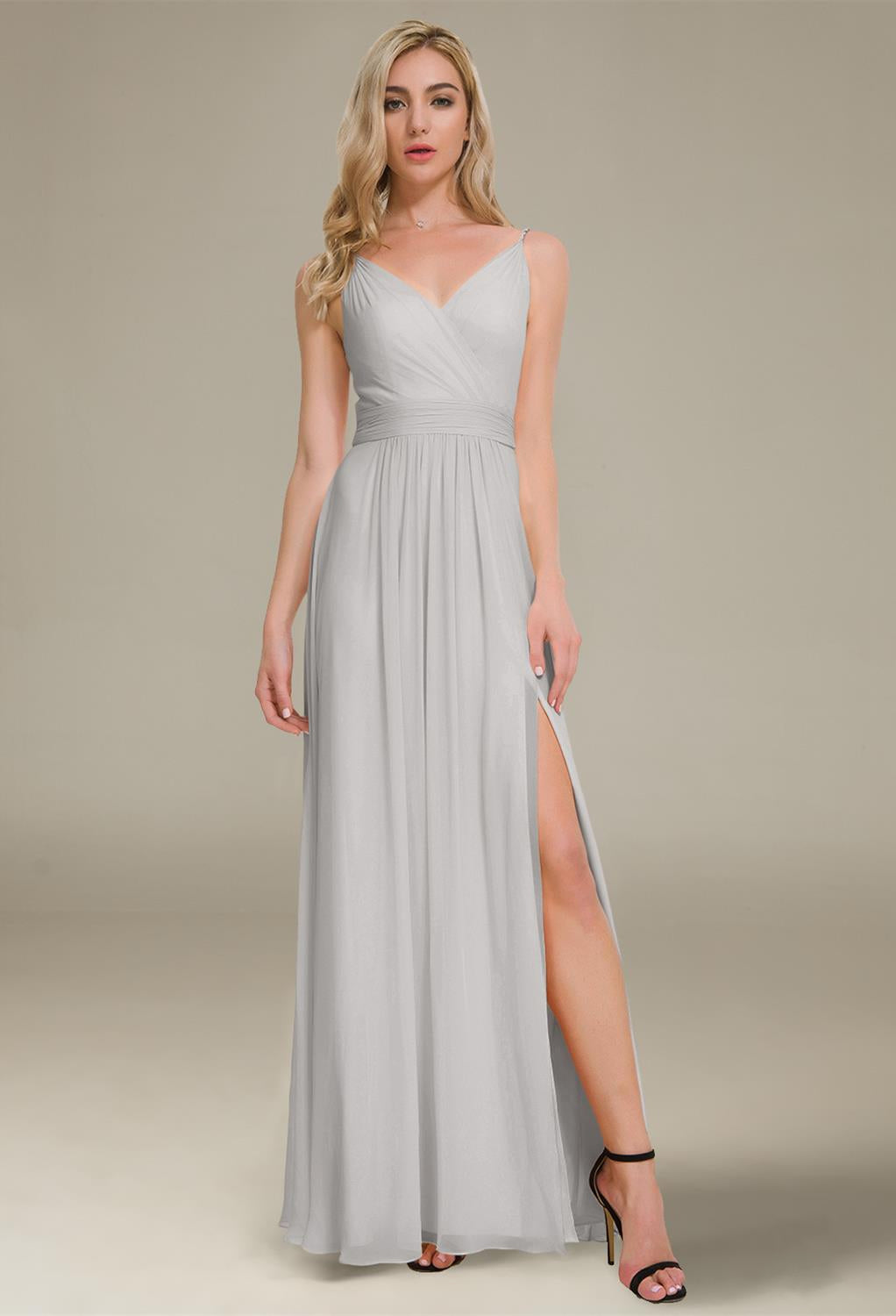 Visit our bridal shop in London to find the perfect Joie - Chiffon Bridesmaid Dress - Off the Rack from Bergamot Bridal with a stunning floor-length design and stylish slit.