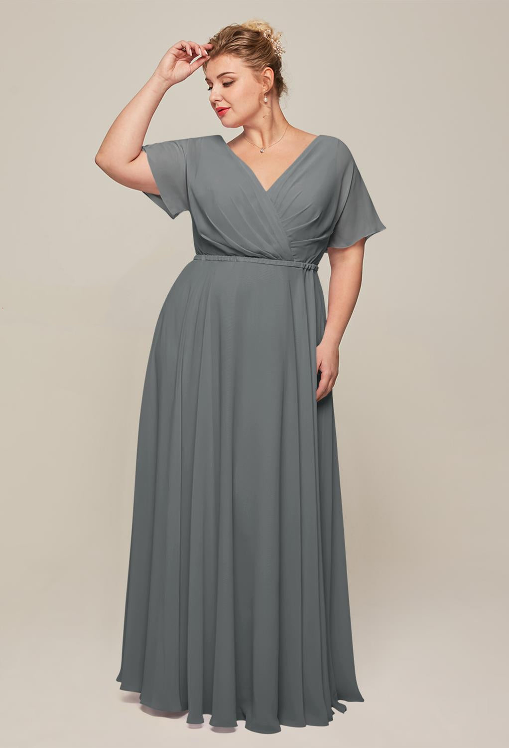 Ginny - Chiffon Bridesmaid Dress - Off The Rack, available at Bergamot Bridal, a bridal shop in London.