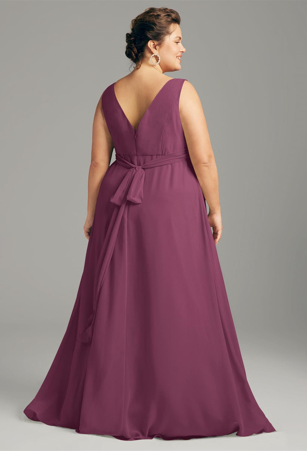 A Hilaria - Chiffon Bridesmaid Dress - Off the Rack in purple available at bridal shops in London by Bergamot Bridal.