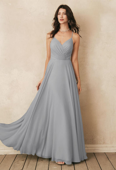 The bridesmaid is wearing a Melody - Chiffon Bridesmaid Dress - Off the Rack from Bergamot Bridal in London.