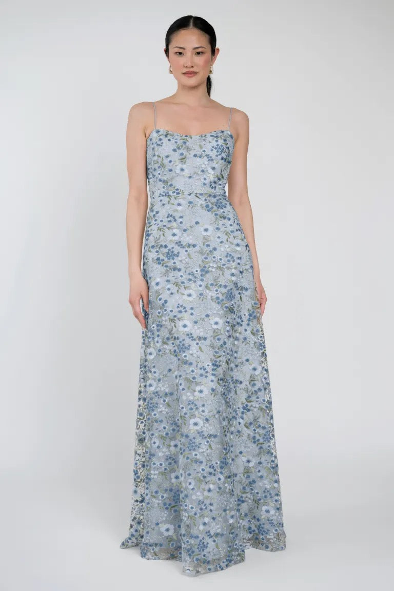 Drew floral embroidered tulle evening dress hotsell