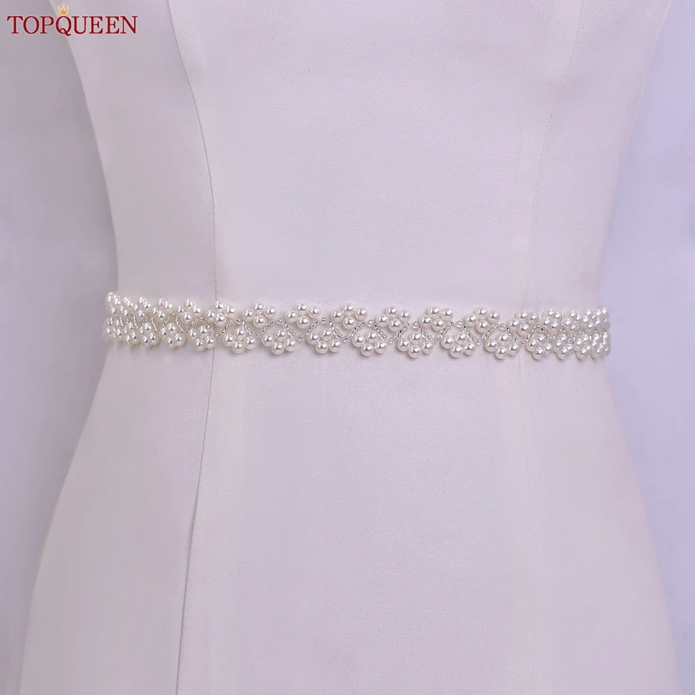 Pearl and Glass Beaded Bridal Belt  Bergamot Bridal