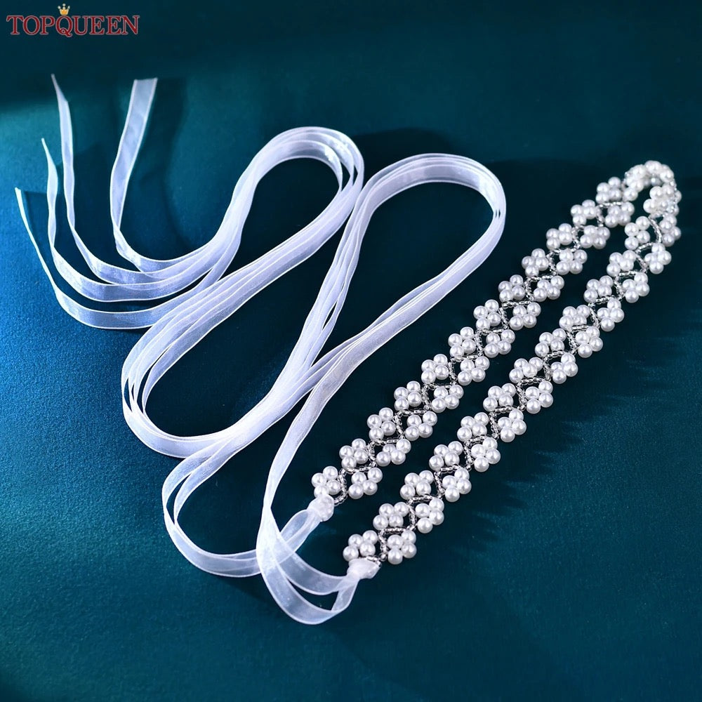Pearl and Glass Beaded Bridal Belt – Bergamot Bridal