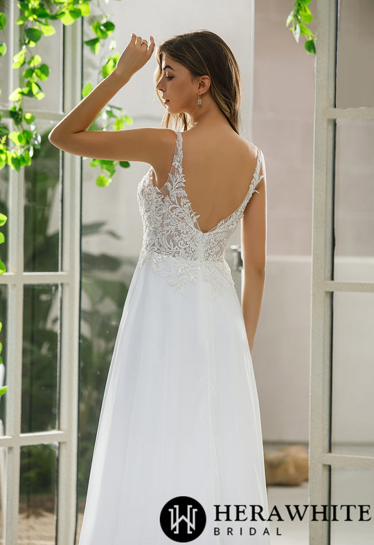 ★BAU by Bride And You★ELDORA Chiffon H Line lace longskirt Plan your wedding with bride and you
