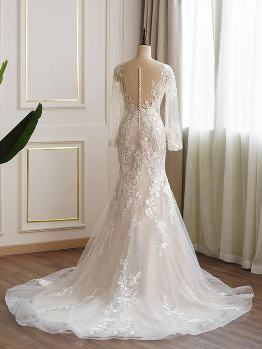Ultimate Floral Fit and Flare Long Sleeve Wedding Dress