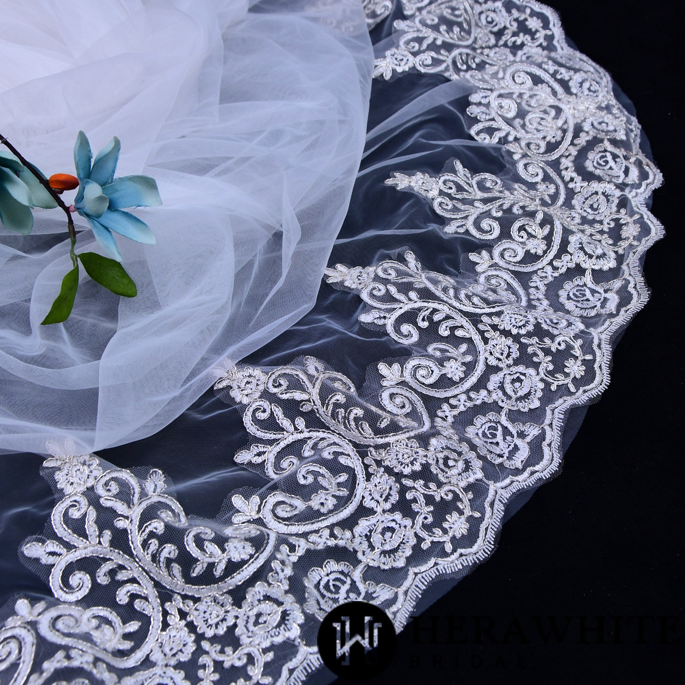 Ivory Embroidered Cathedral Bridal Veil