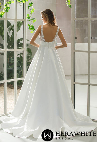 Illusion Lace Bodice With Pockets A-Line Bridal Gown