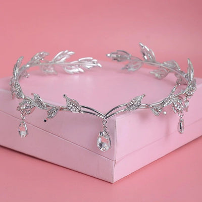 A Crystal Teardrop Leaf Crown - Sale at Bergamot Bridal bridal shops London.