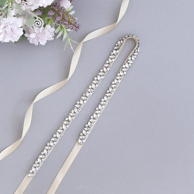Silver rhinestone bridal belt sash