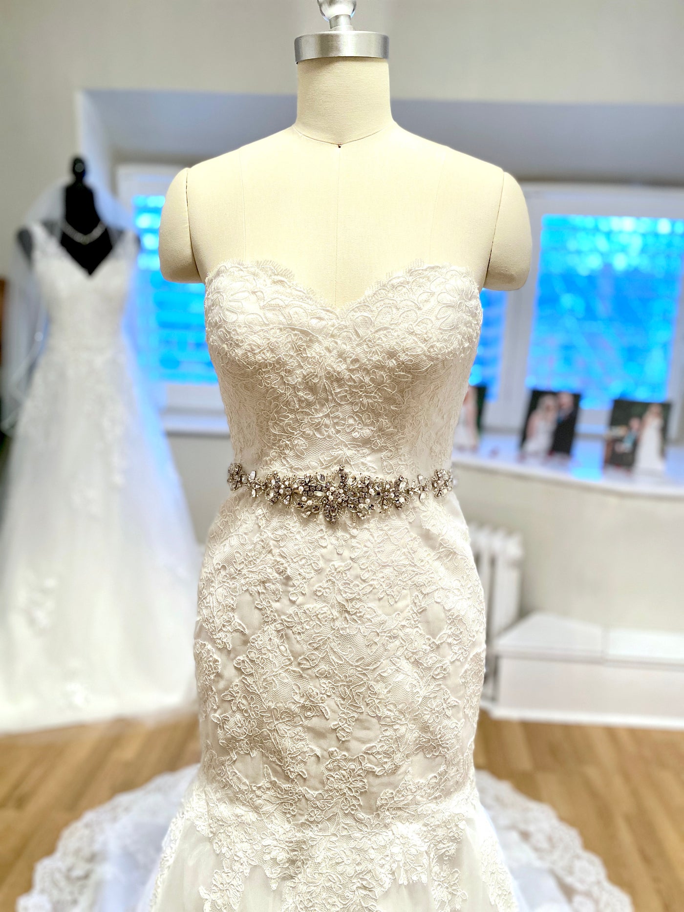 David's Bridal Strapless Trumpet Consignment Gown