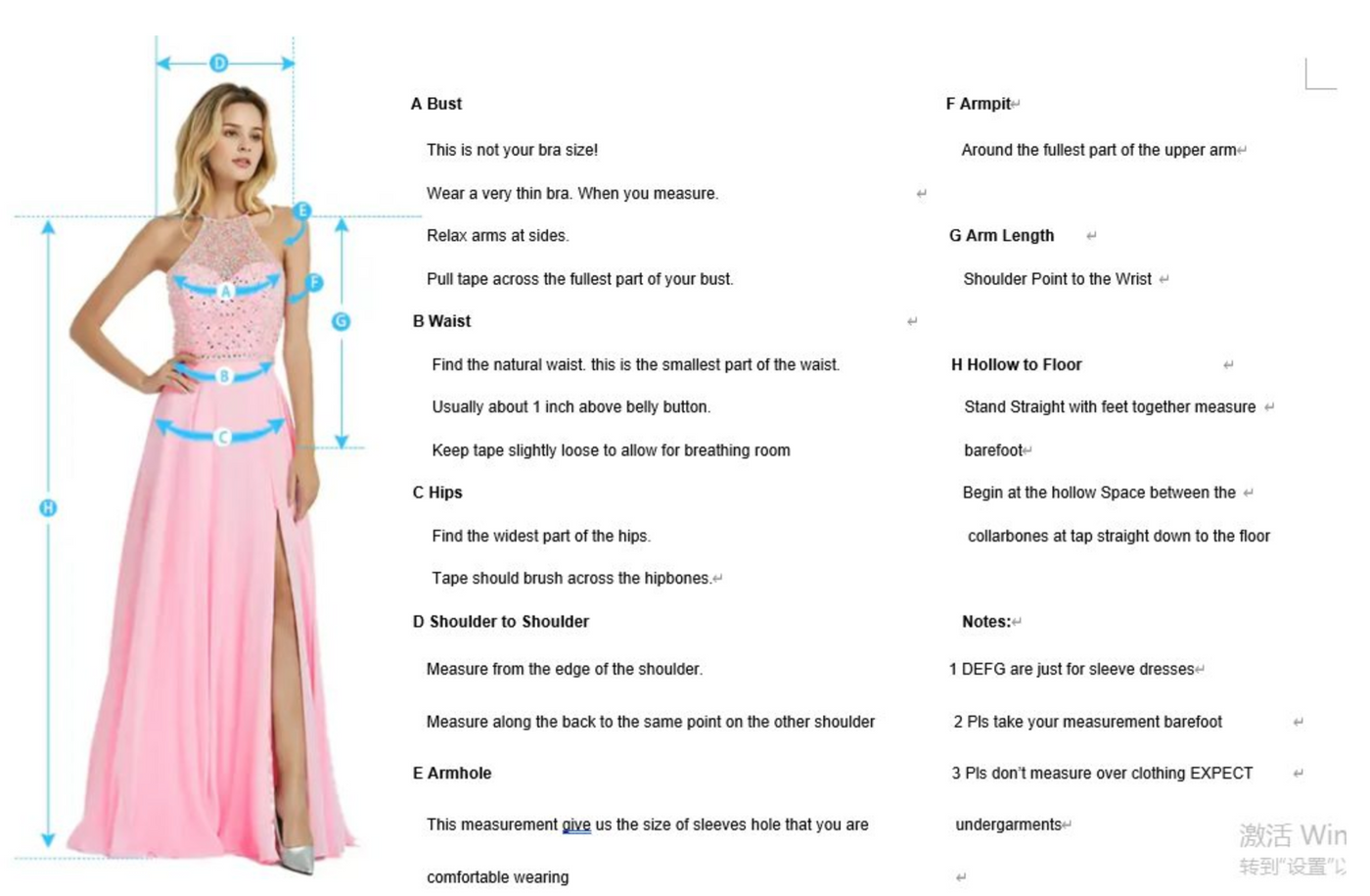The measurements of a woman in a Bergamot Bridal Long Sleeve Ballgown Boho Bridal Gown.