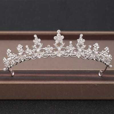 A Silver Flower Crystal Tiara in a Bergamot Bridal box.