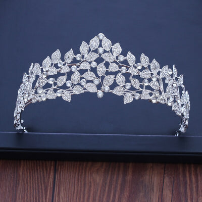 A Silver Vine Crystal Tiara with leaves on it can be found at Bergamot Bridal.